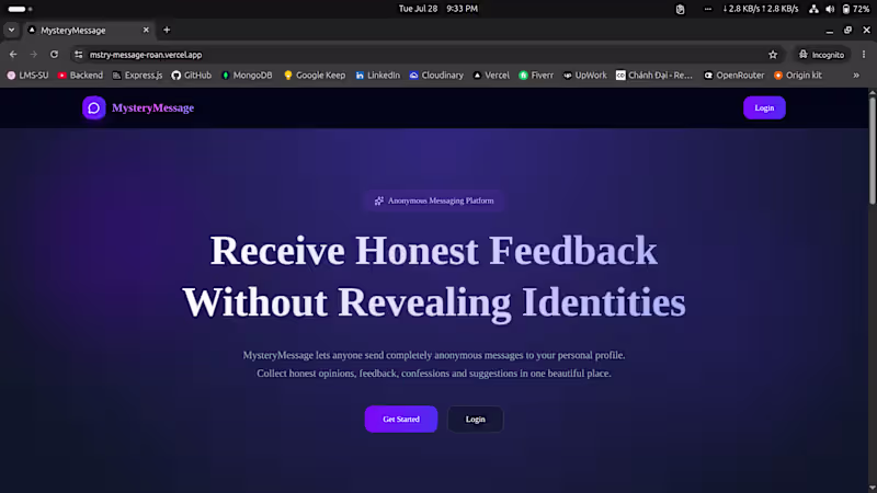 Cover image for 🔐 Full-Stack Anonymous Messaging Platform