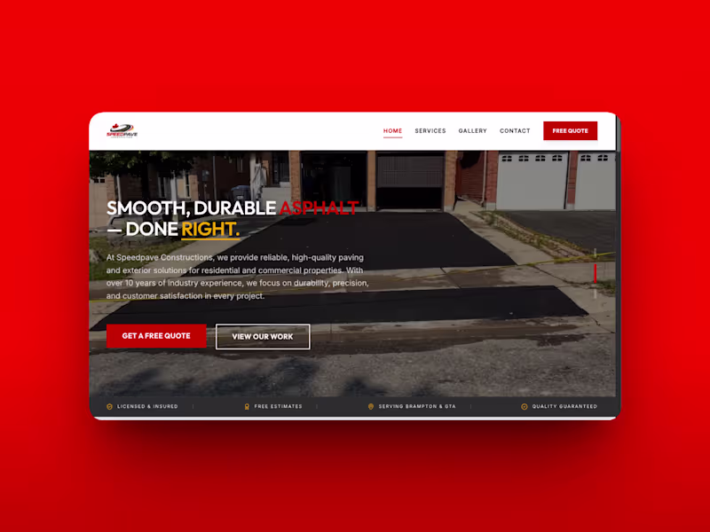 Cover image for SpeedPave Constructions — Paving & Asphalt Services Website