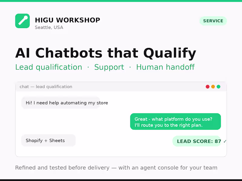 Cover image for AI Chatbot for Lead Qualification & Support
