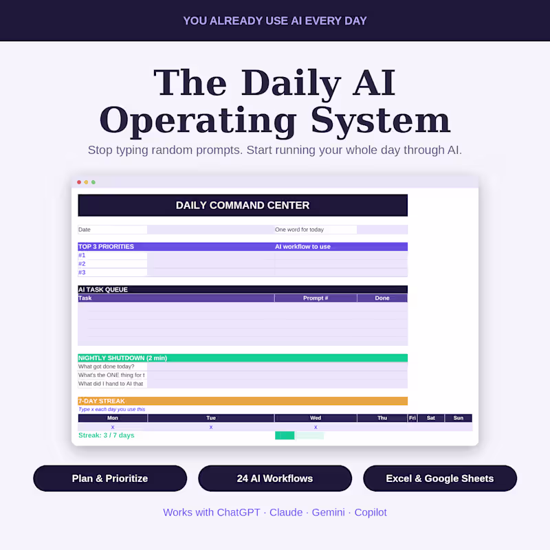 Cover image for Daily AI Operating System
A spreadsheet