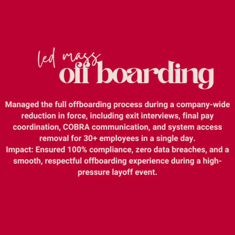 Cover image for Led Offboarding for 30 Employees in One Day During Mass Layoff