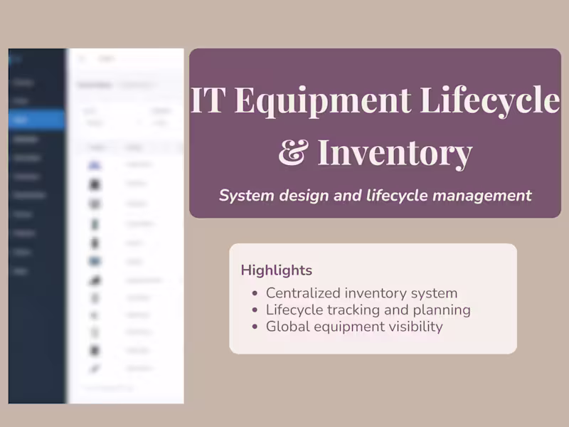 Cover image for IT Equipment Lifecycle & Inventory