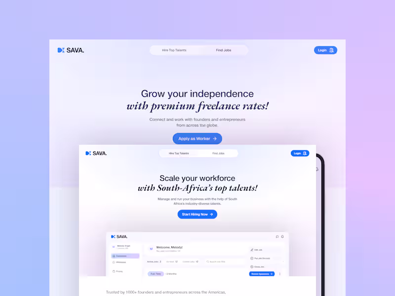 Cover image for HireSAVA Marketplace Web App Design