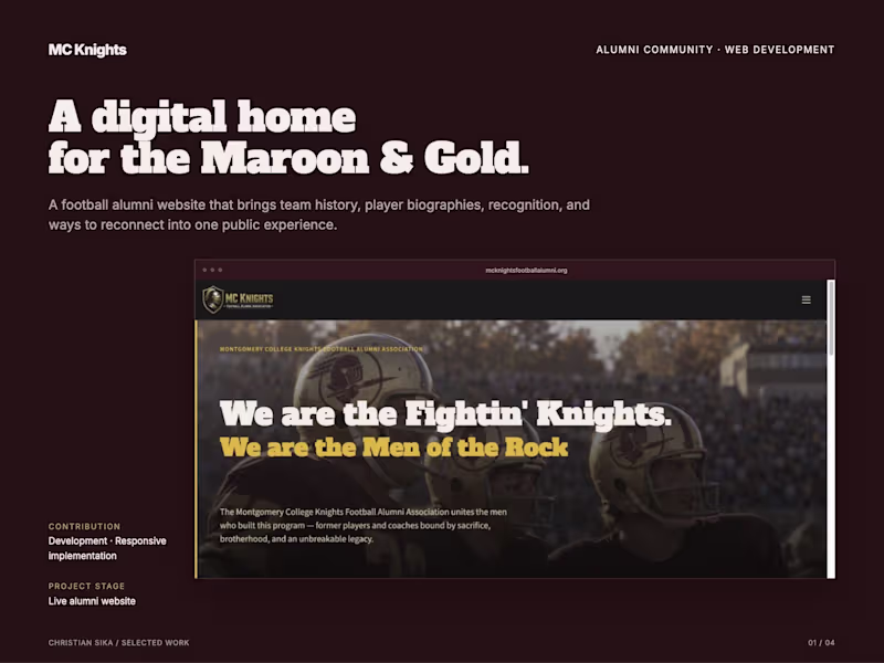 Cover image for MC Knights: A Digital Home for the Maroon & Gold