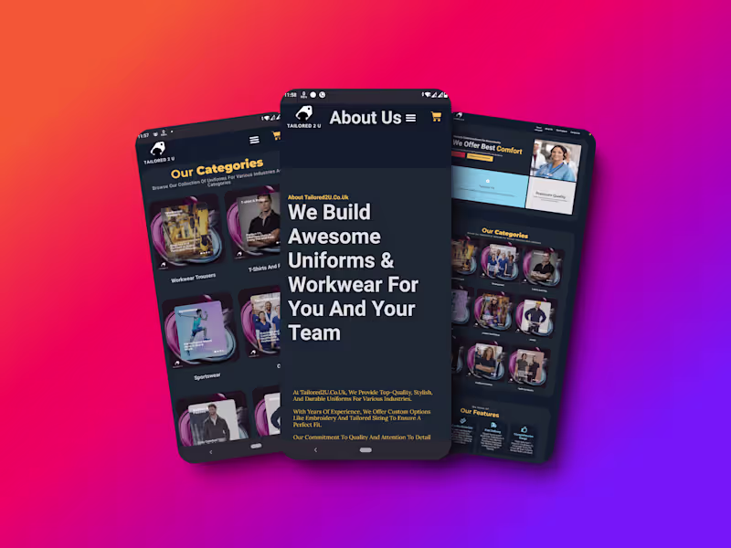 Cover image for Tailored2u WordPress E-commerce Website made with Elementor Pro.