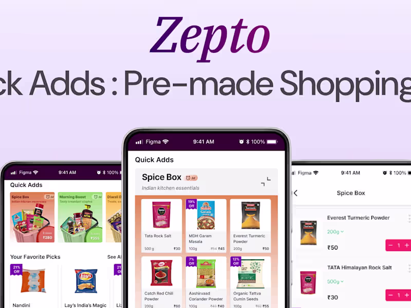 Cover image for Zepto - Quick Adds: Pre-made Shopping list