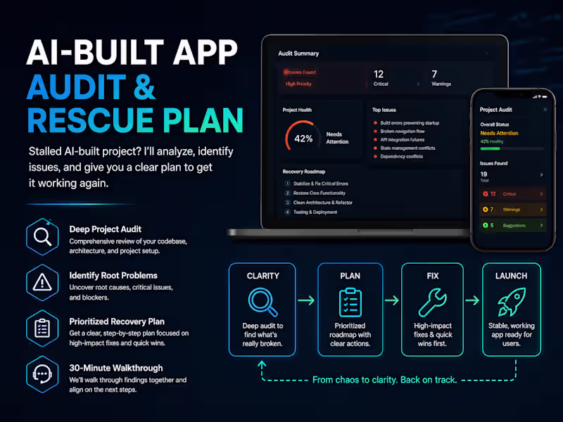 Cover image for AI-Built App Audit and Rescue Plan