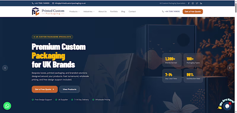 Cover image for Printed Custom Packaging Website