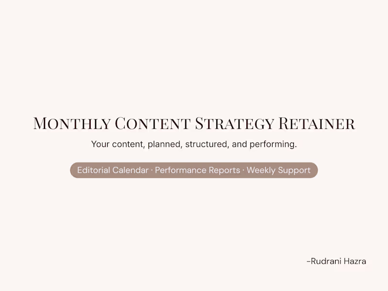 Cover image for Monthly Content Strategy Retainer 