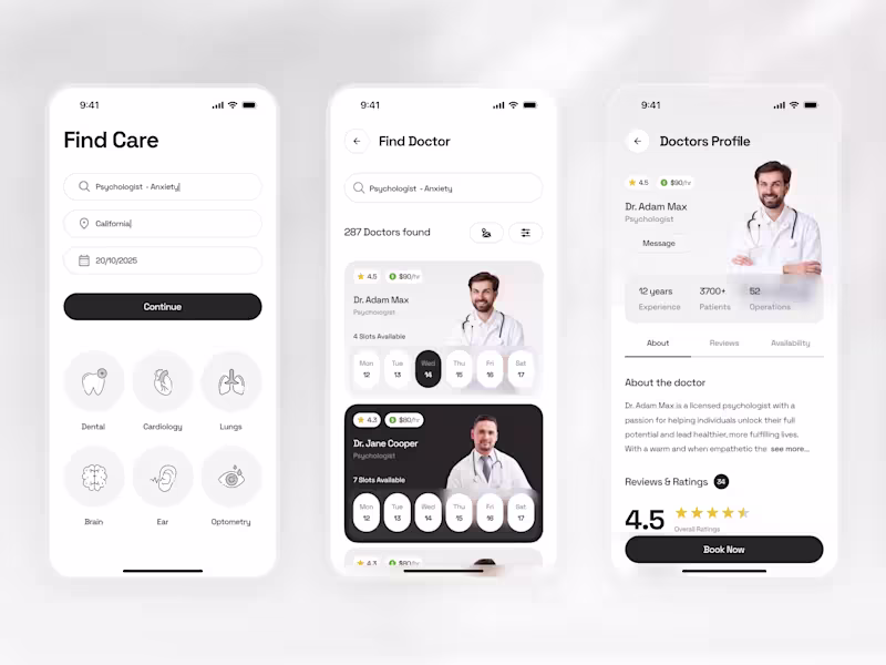 Cover image for Healthcare - Appointment Mobile App Design