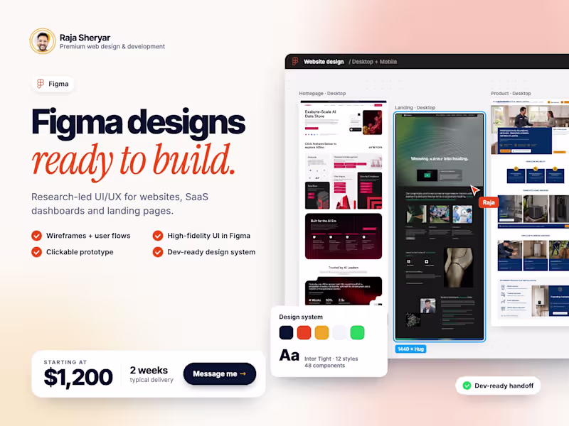 Cover image for Figma UI/UX Design for Websites & SaaS