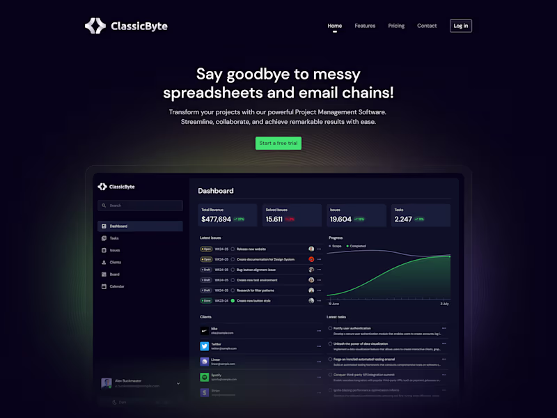 Cover image for Dark theme project management software