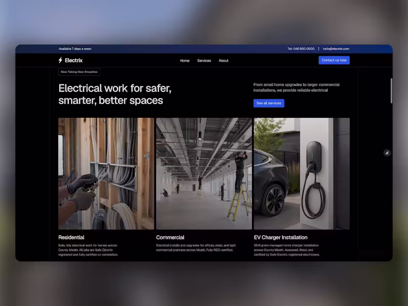 Cover image for Electrix Trade: Framer template for electricians