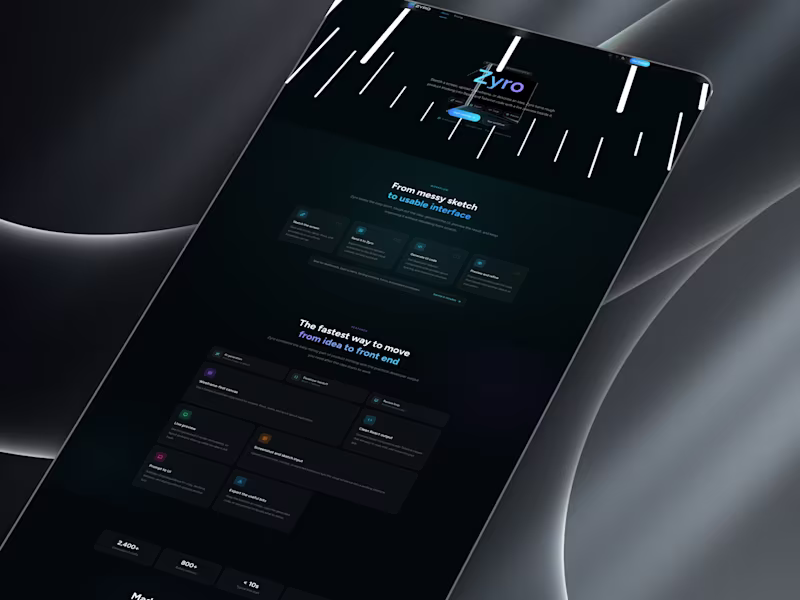 Cover image for Zyro From Sketches to React UI