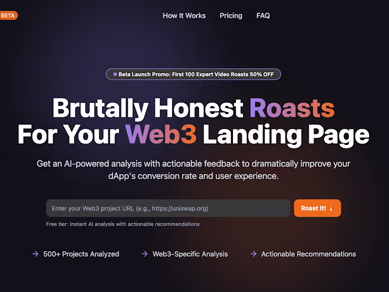 Cover image for Web3 ROAST – AI-Powered CRO & UX Teardown Tool