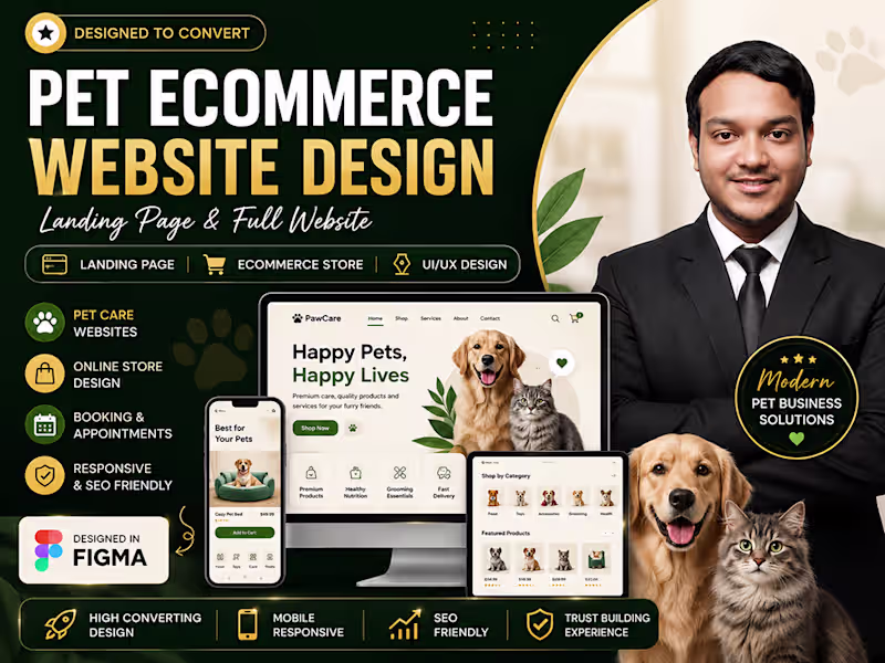 Cover image for Pet Care, Veterinary & Dog Training Website UIUX Design in Figma