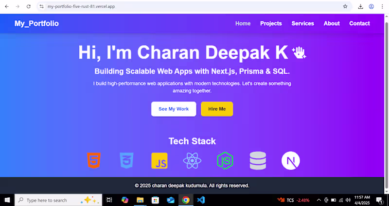 Cover image for Full-Stack Developer Portfolio (Next.js + Prisma + SQL)