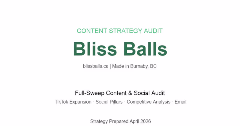 Cover image for Bliss Balls Content Strategy Audit 2026