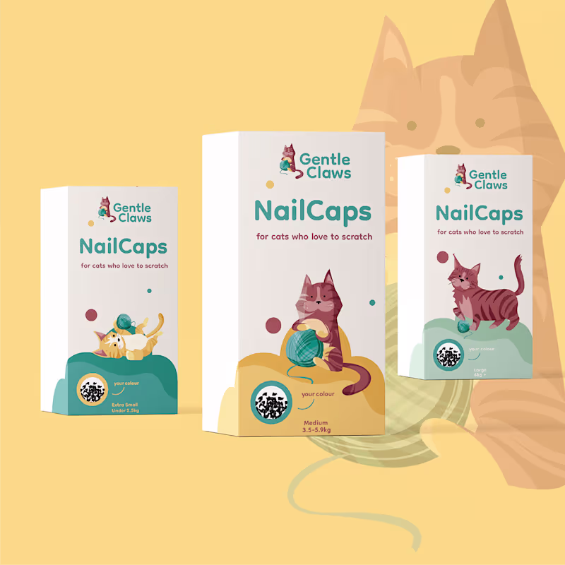 Cover image for Gentle Claws-Cartoon Cat Care Branding & Packaging