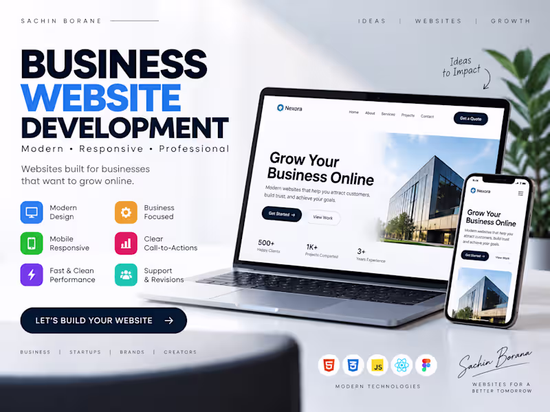 Cover image for Business Website Development BUSINESS WEBSITE DEVELOPMENTHTML