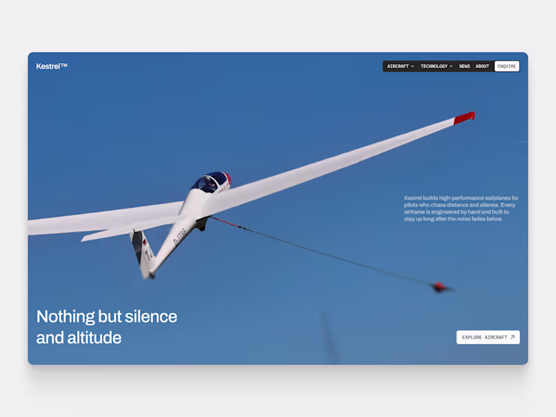 Cover image for Boutique Sailplane Manufacturer Hero Concept
A