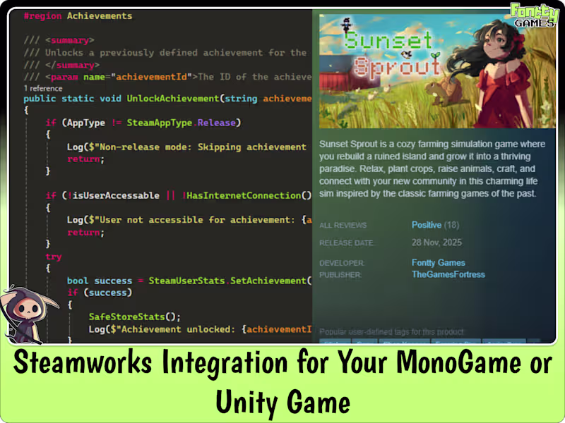 Cover image for Steamworks Integration for Your MonoGame or Unity Game