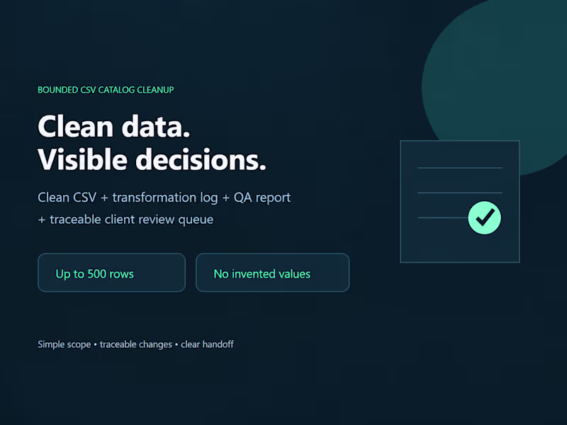 Cover image for Product Catalog CSV Cleaning & Standardization