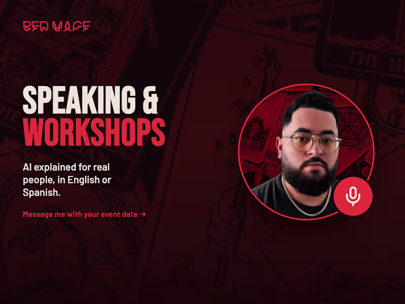 Cover image for Speaking & Workshops on AI, in English or Spanish