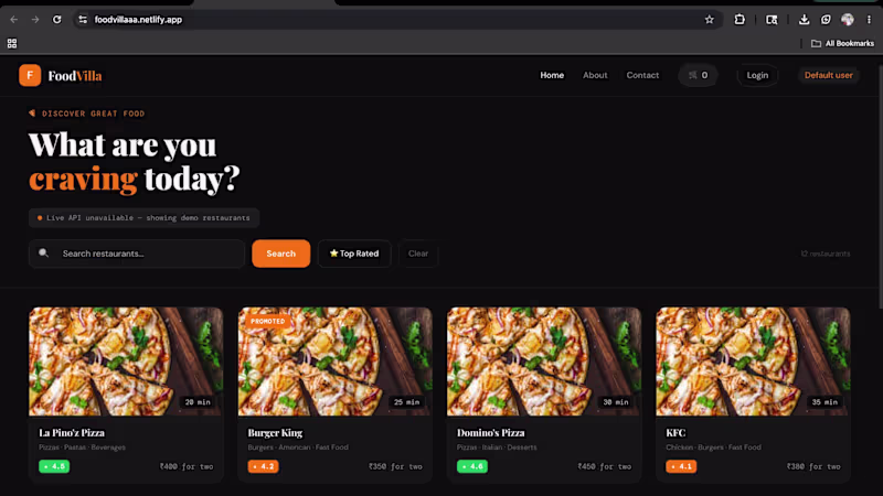 Cover image for Food Villa A Restaurant Website
A