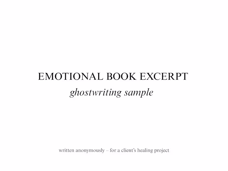 Cover image for Anonymous Ghostwriting for Healing and Grief Project