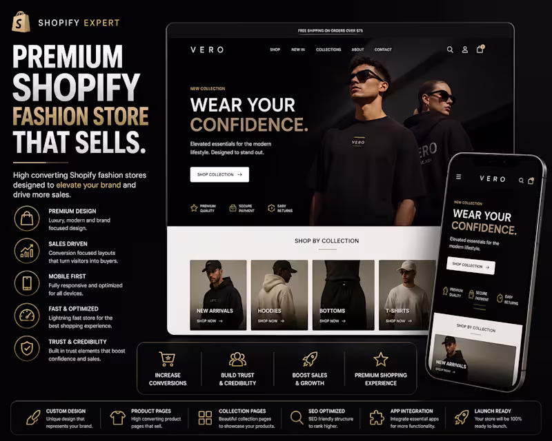 Cover image for Build High Converting Clothing Shopify Store Fashion Store