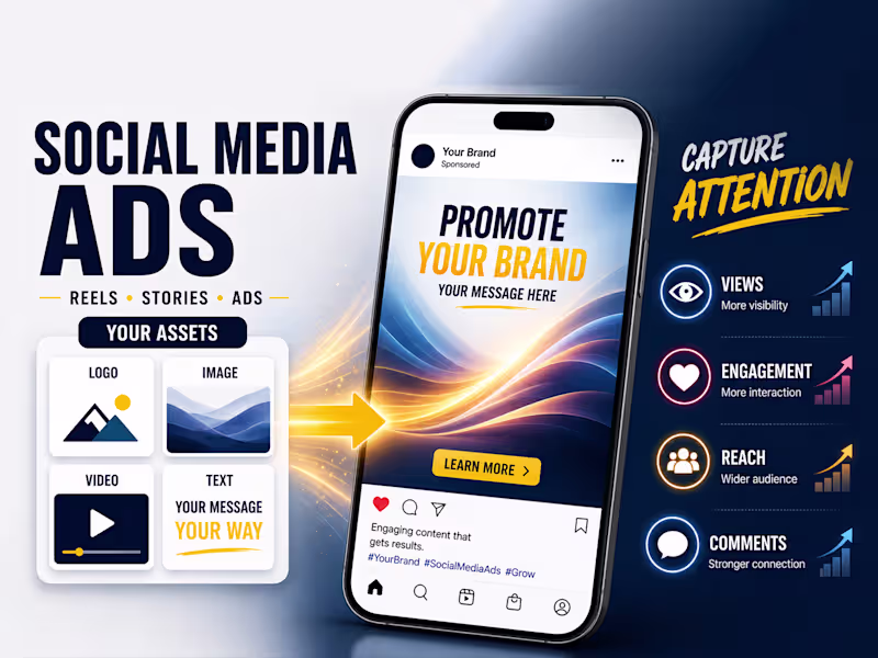 Cover image for Custom social media video ads for reels, stories, and promotions