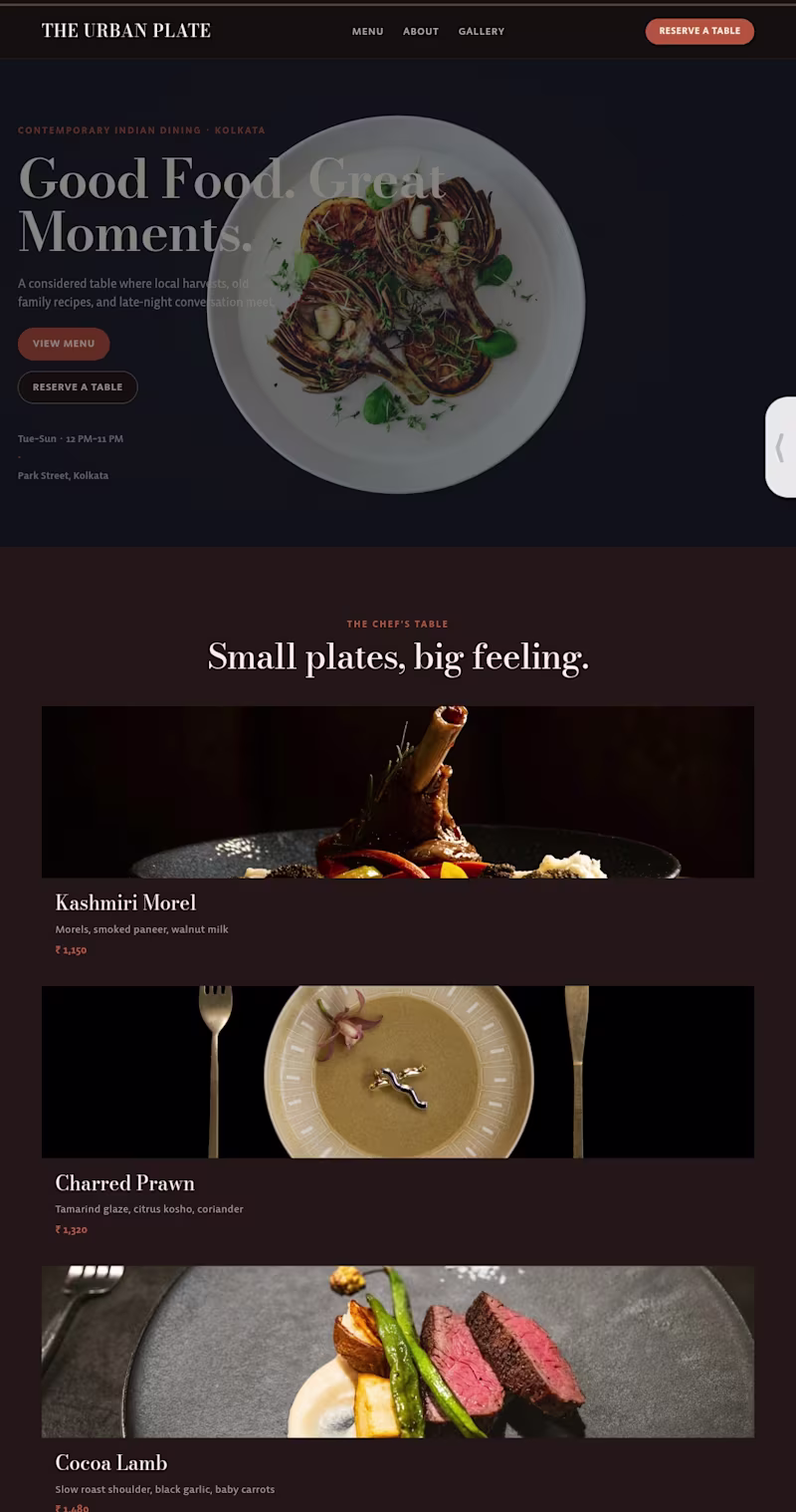 Cover image for Title: Modern Restaurant Website Design
Description:
A