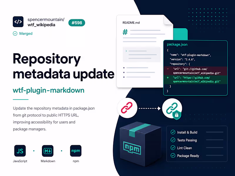 Cover image for Repository metadata update for wtf-plugin-markdown