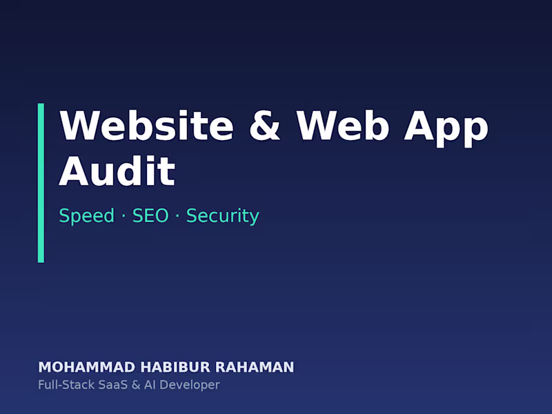 Cover image for Website & Web App Audit: Speed, SEO, Security