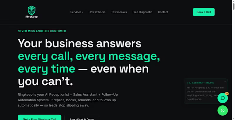 Cover image for AI Voice Receptionist & Missed-Call Follow-Up Automation