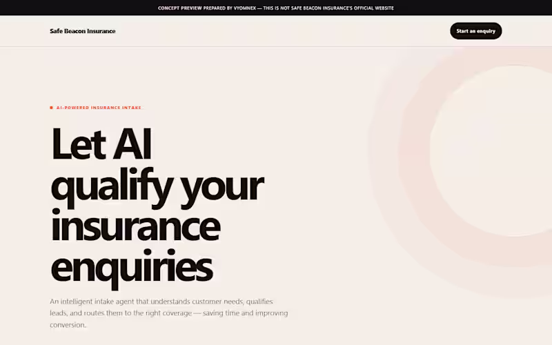 Cover image for Insurance lead-qualification landing page concept