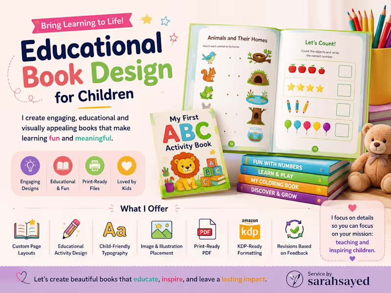 Cover image for Educational book design for kids 