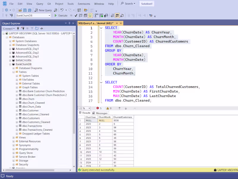 Cover image for Customer Churn Trend Analysis (SQL)