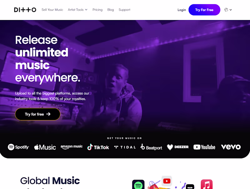 Cover image for Webflow Site for Global Distribution & Artist Tools