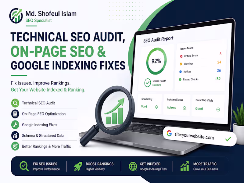Cover image for Technical SEO Audit, On-Page SEO & Google Indexing Fixes