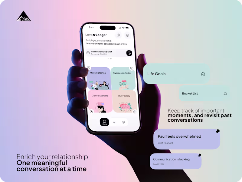 Cover image for Love Ledger — Shared Notes for Couples (UX · Emotional Safety)