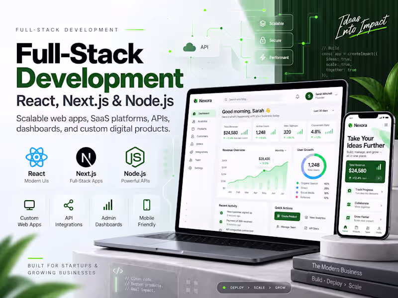 Cover image for Full-Stack Web Development | React, Next.js & Node.js