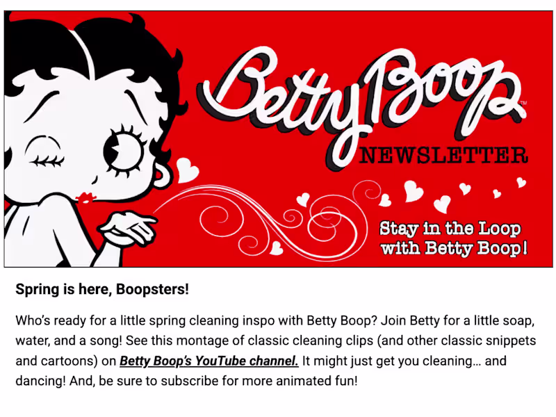 Cover image for Betty Boop Email Newsletter Design