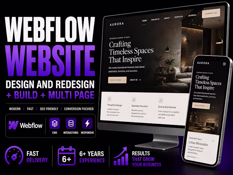 Cover image for Webflow Website Design and Redesign + Build + Multi Page