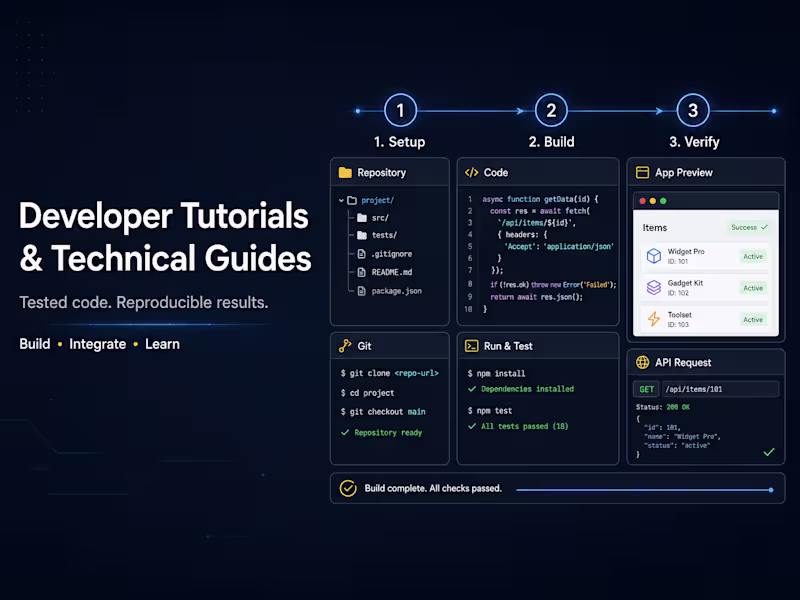Cover image for Developer Tutorials & Technical Guides