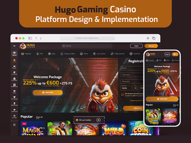 Cover image for HugoGaming Online iGaming UI/UX Design