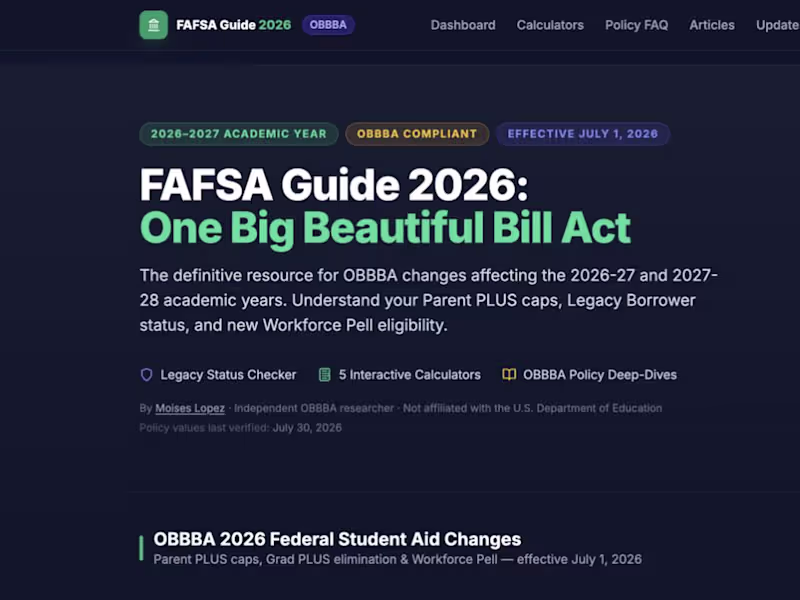 Cover image for FAFSA Guide 2026 — Federal Aid Resource Site