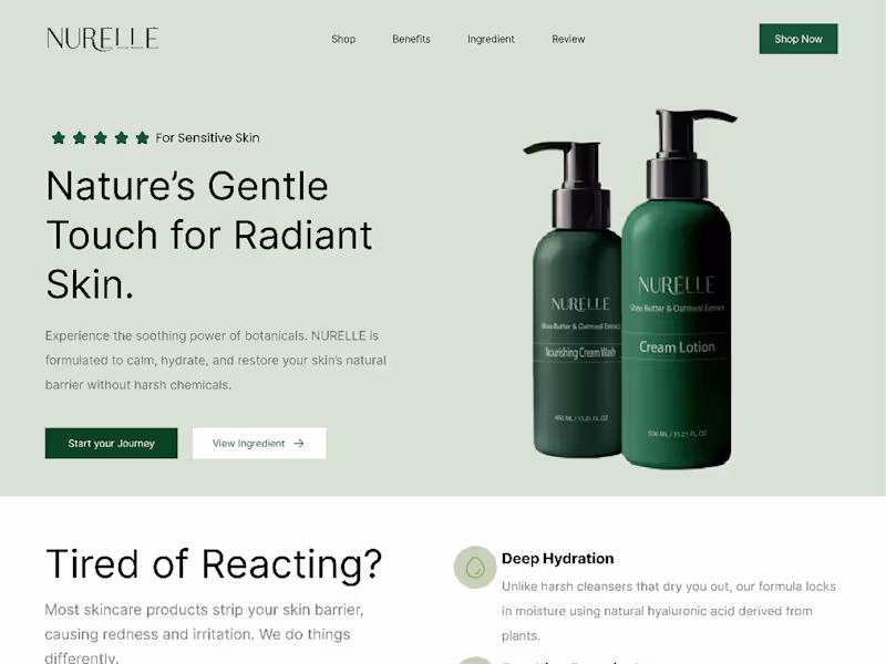 Cover image for NURELLE Sensitive Skin DTC Landing Page with PageDeck