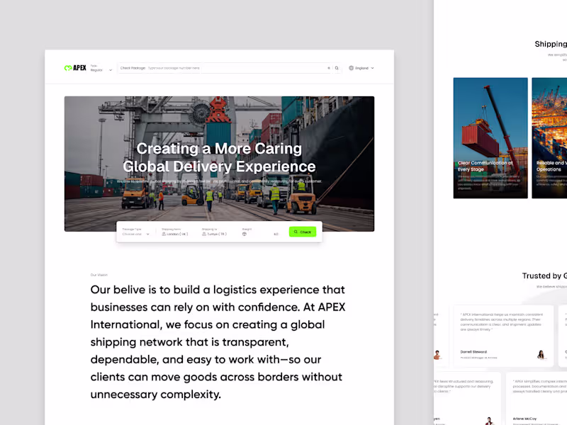 Cover image for APEX Shipping & Logistics Website Design
